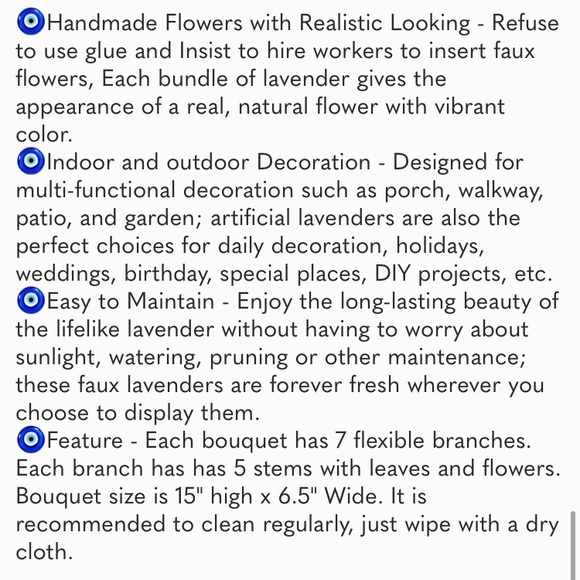 9pcs Artificial Flowers UV Resistant Faux Plastic Flower Outdoor Fake Lavender - Picture 7 of 8